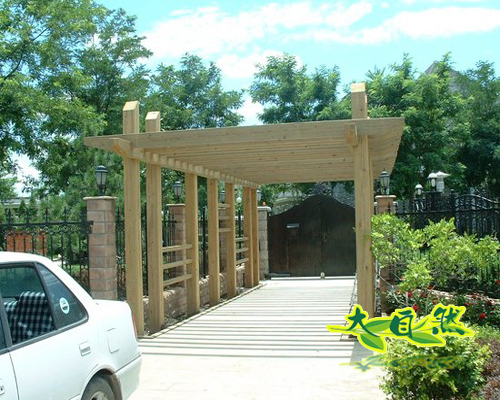防腐木廊架,门口景观